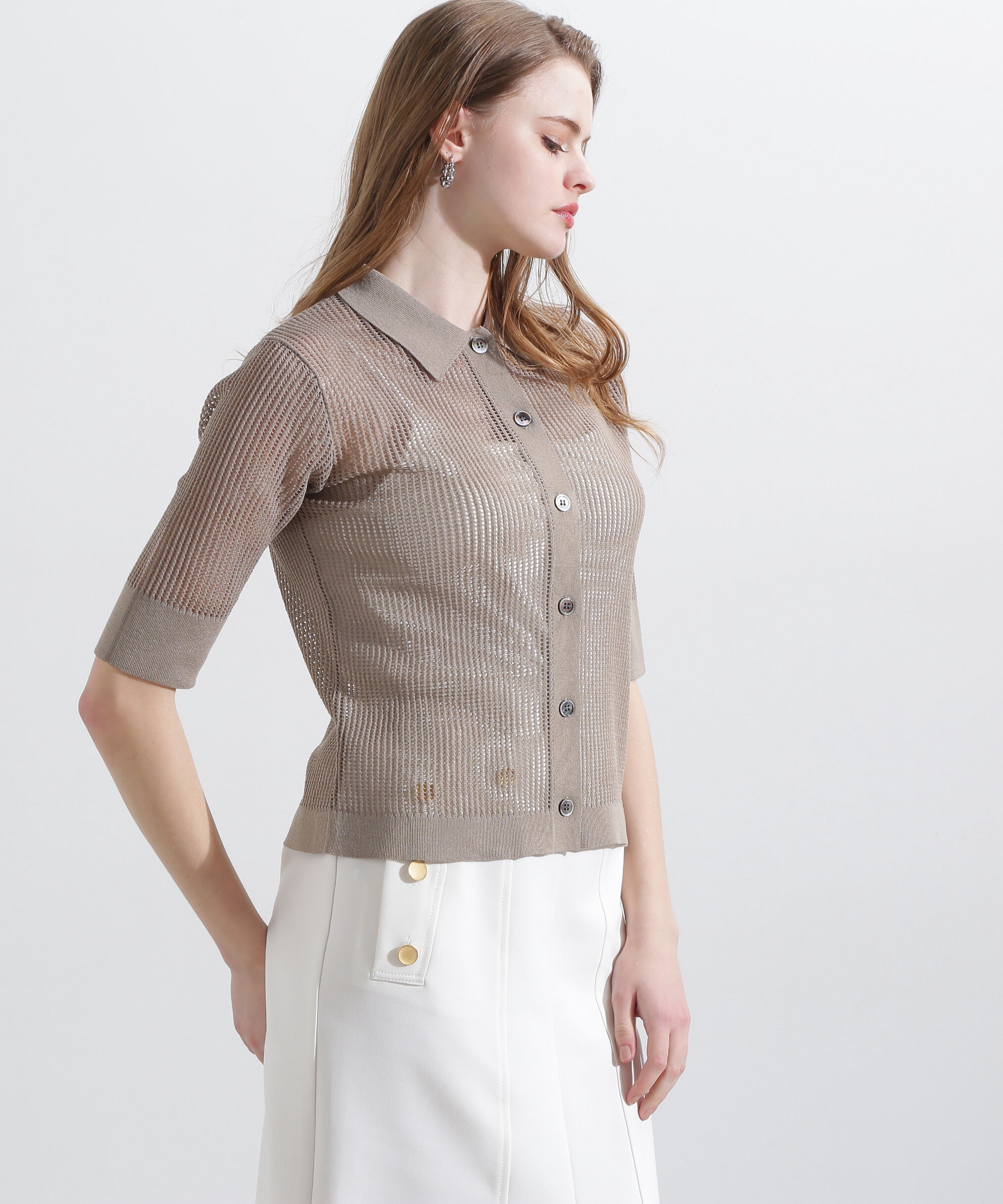  「◆シアーコンビカーディガン」|ニット・セーター|