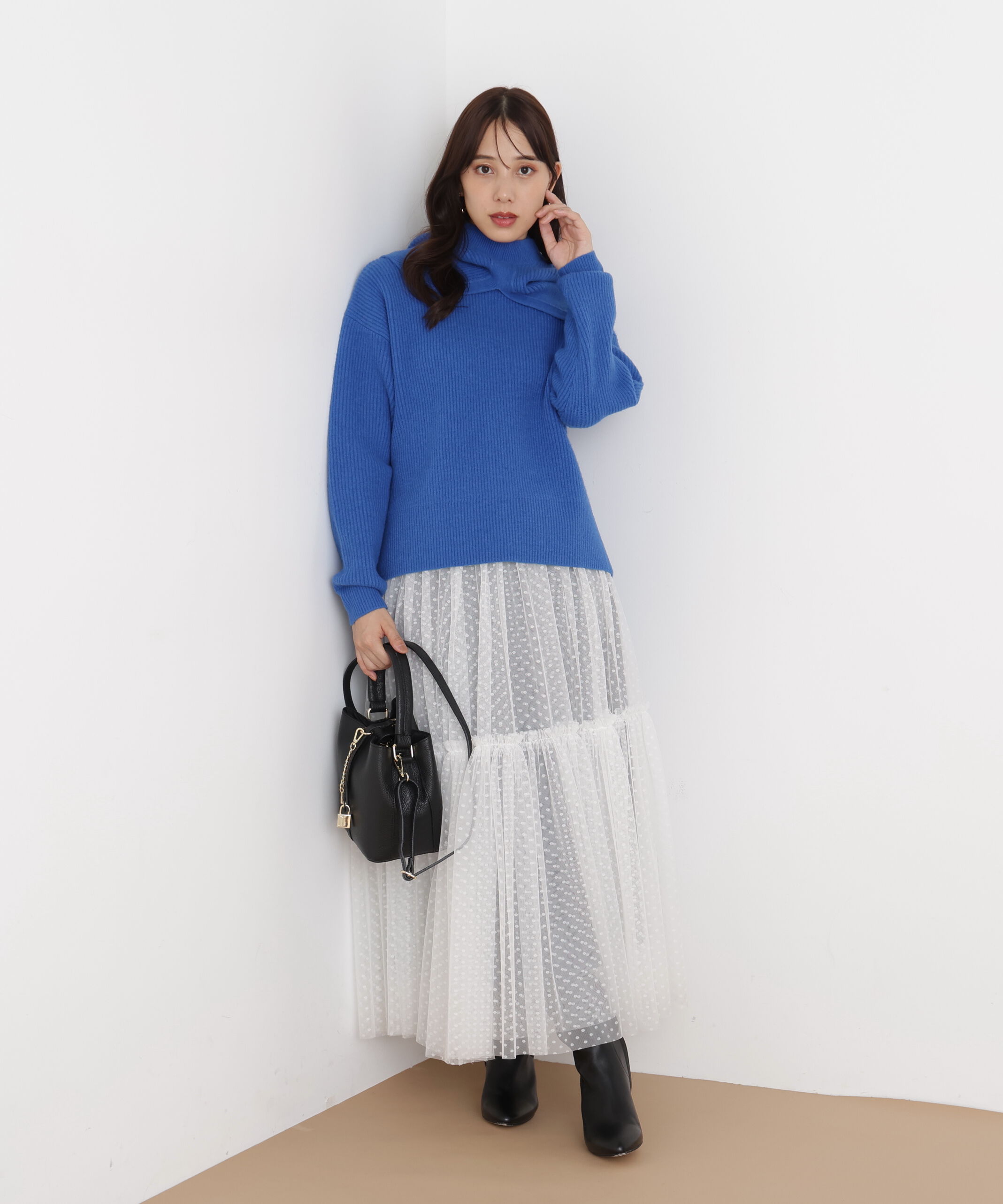  「◆フードスヌード付きニットプルオーバー」|ニット・セーター|