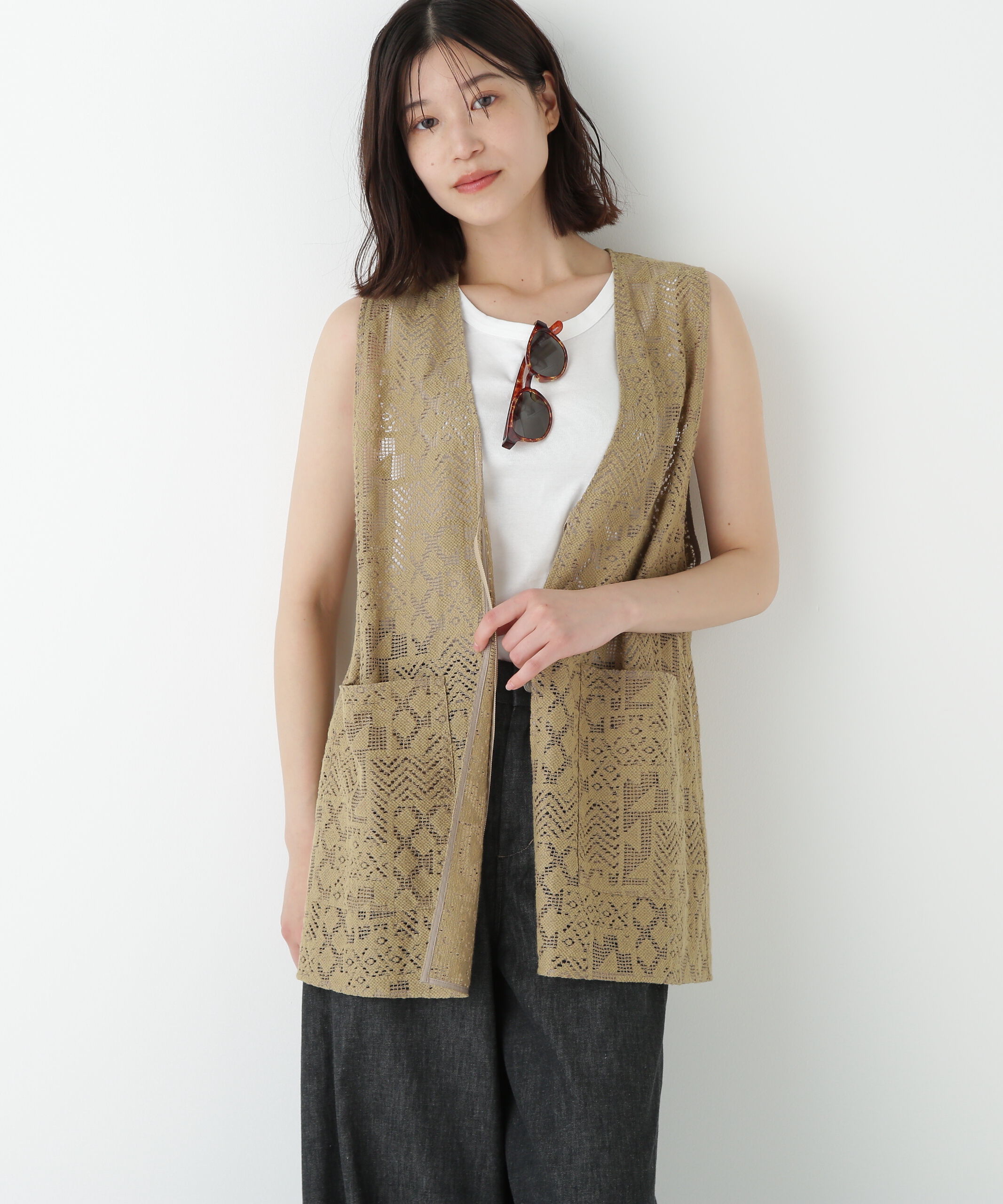  「◆ジオメトリックレースジレ」|シャツ・ブラウス|