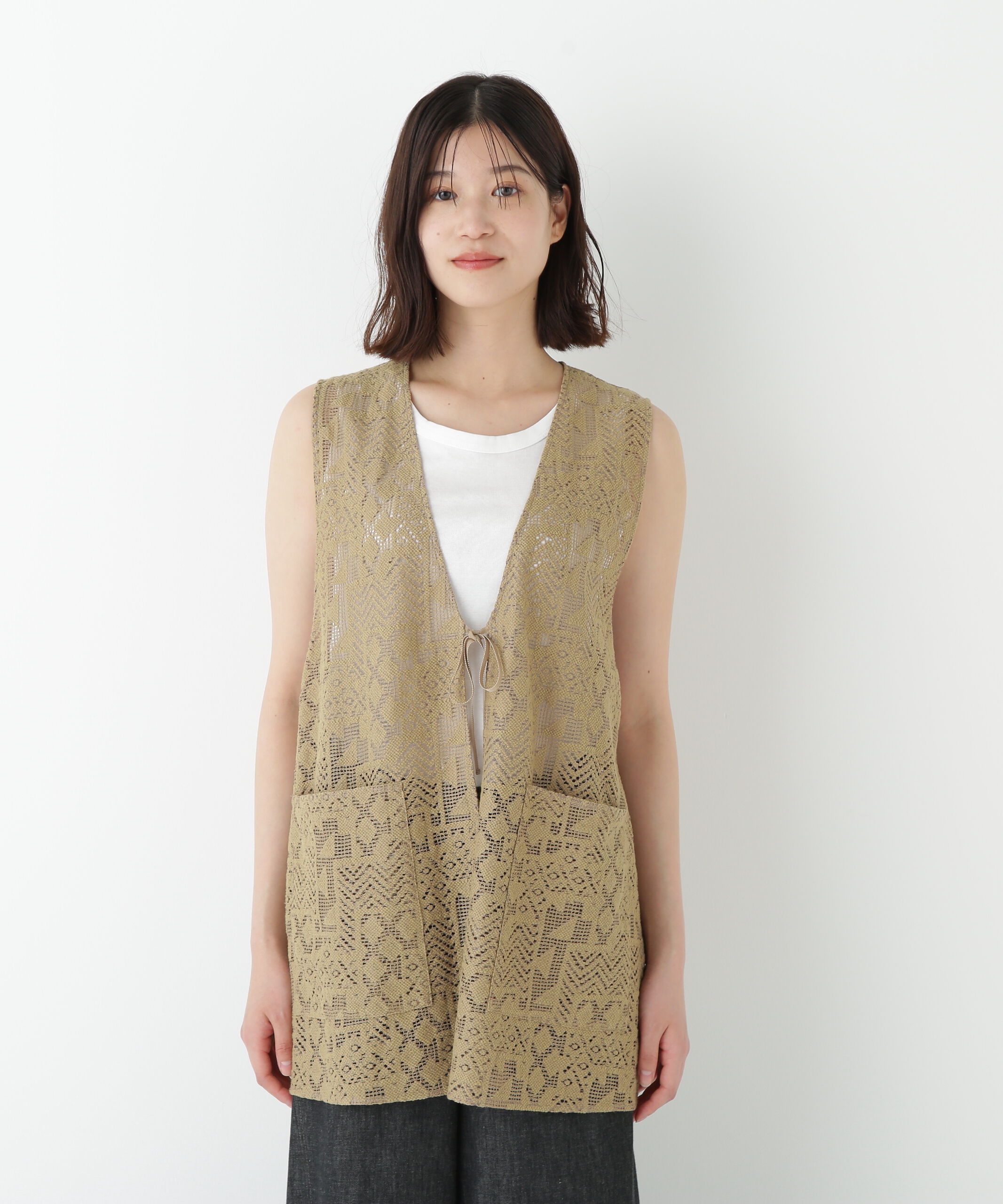  「◆ジオメトリックレースジレ」|シャツ・ブラウス|