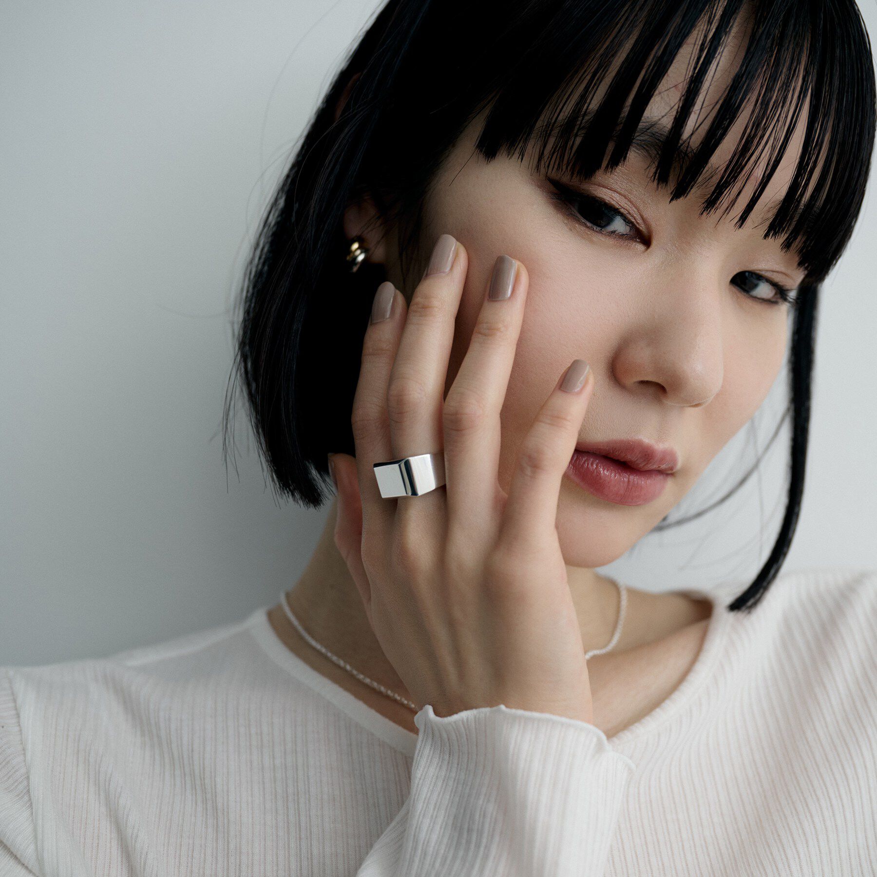 COCOSHNIK ONKITSCH「シルバー バケットカット シグネットリング（16号、18号）」|リング|