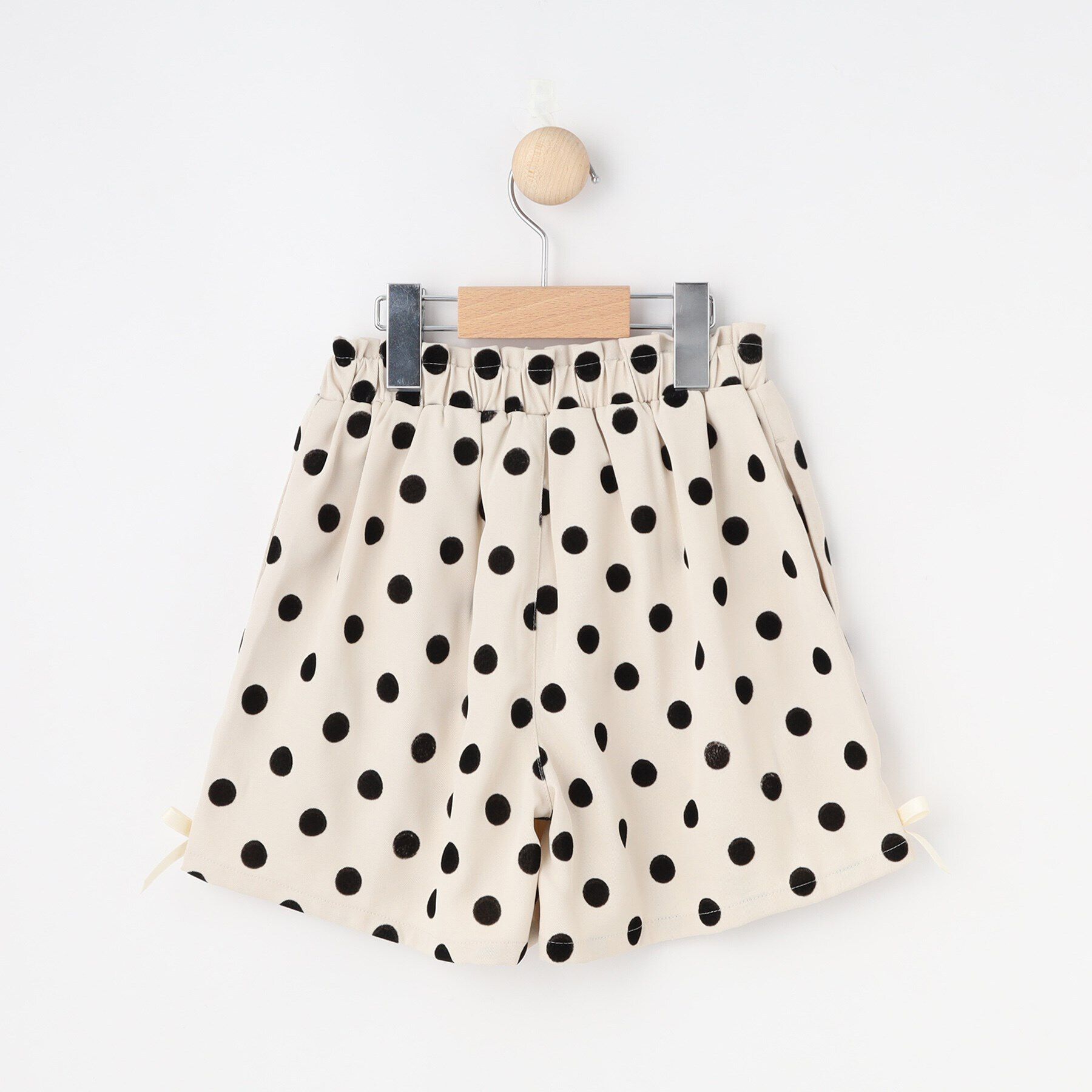 SHOO･LA･RUE「【100-140cm/プチセレ/セットアップ可】フロッキードットショートパンツ」|キュロット|