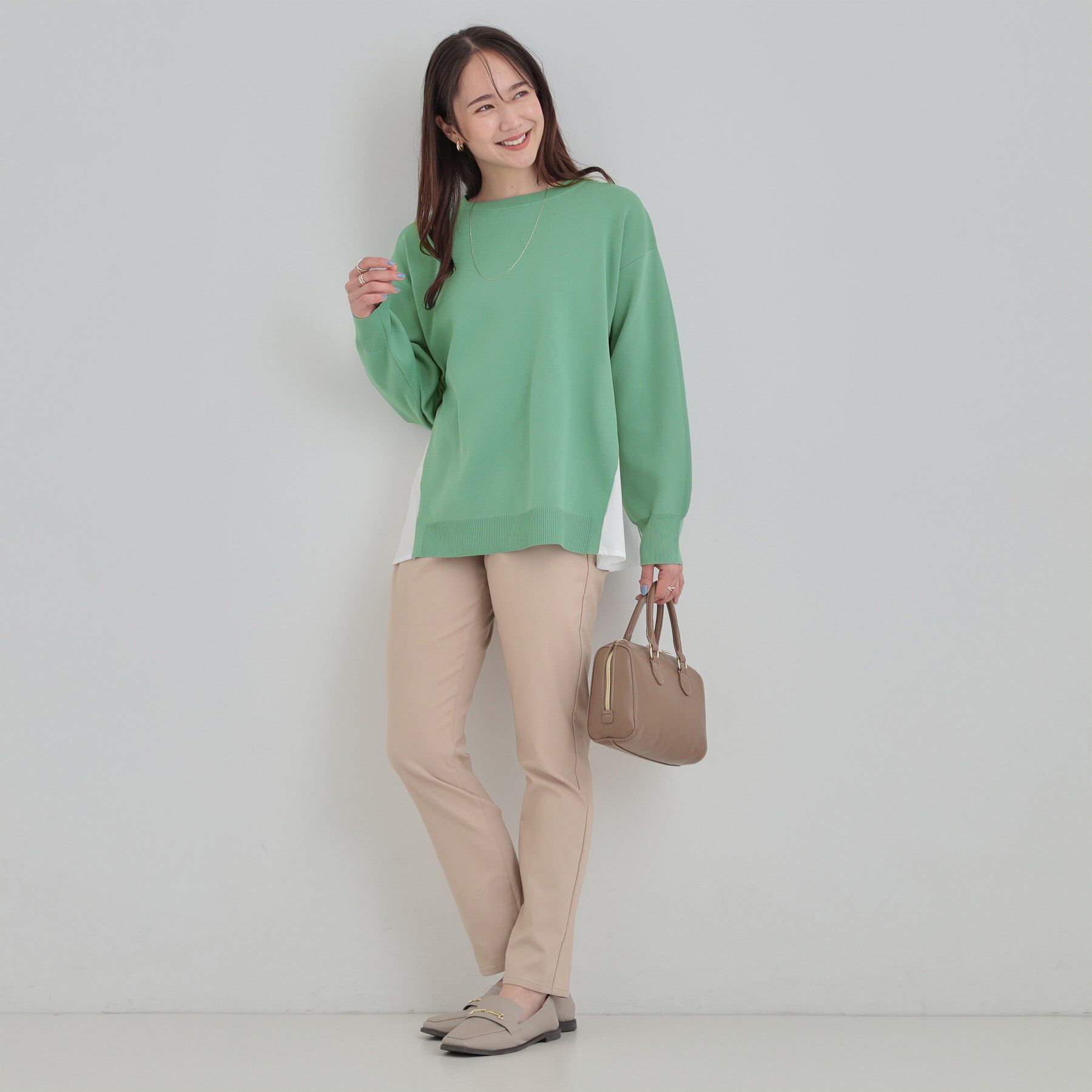 SHOO･LA･RUE「【洗濯機可/S-LL/体型カバー】横姿もきれい見え スポンディッシュ Aライントップス」|ニット・セーター|