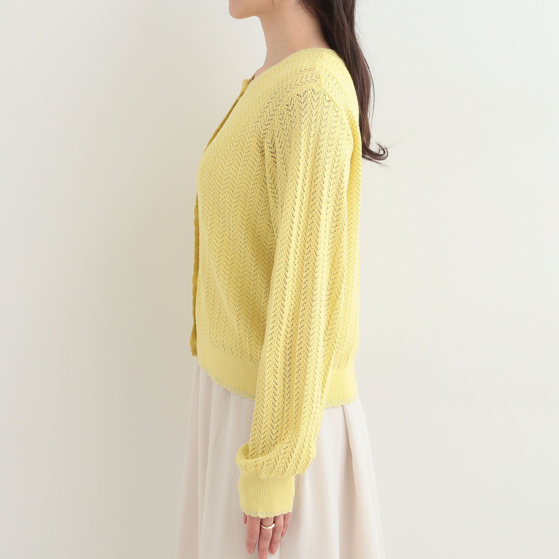 SHOO･LA･RUE「編み柄が上品 ラメ配色透かし編みカーディガン」|カーディガン|