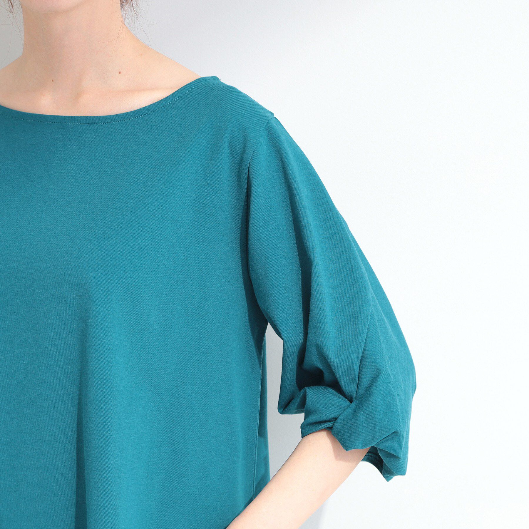 SHOO･LA･RUE「【洗濯機可/ひんやり/S-LL】裾レース切り替え ねじりお袖チュニック」|チュニック|