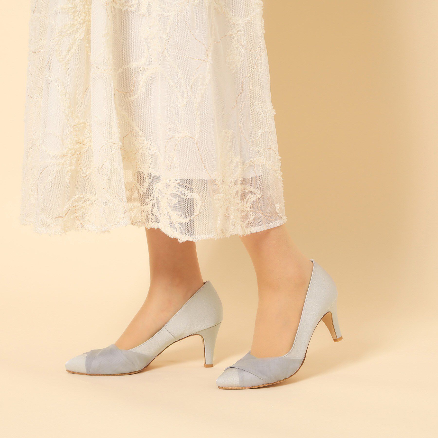 ESPERANZA「クロスシフォンリボンパンプス」|パンプス|グレー(312)