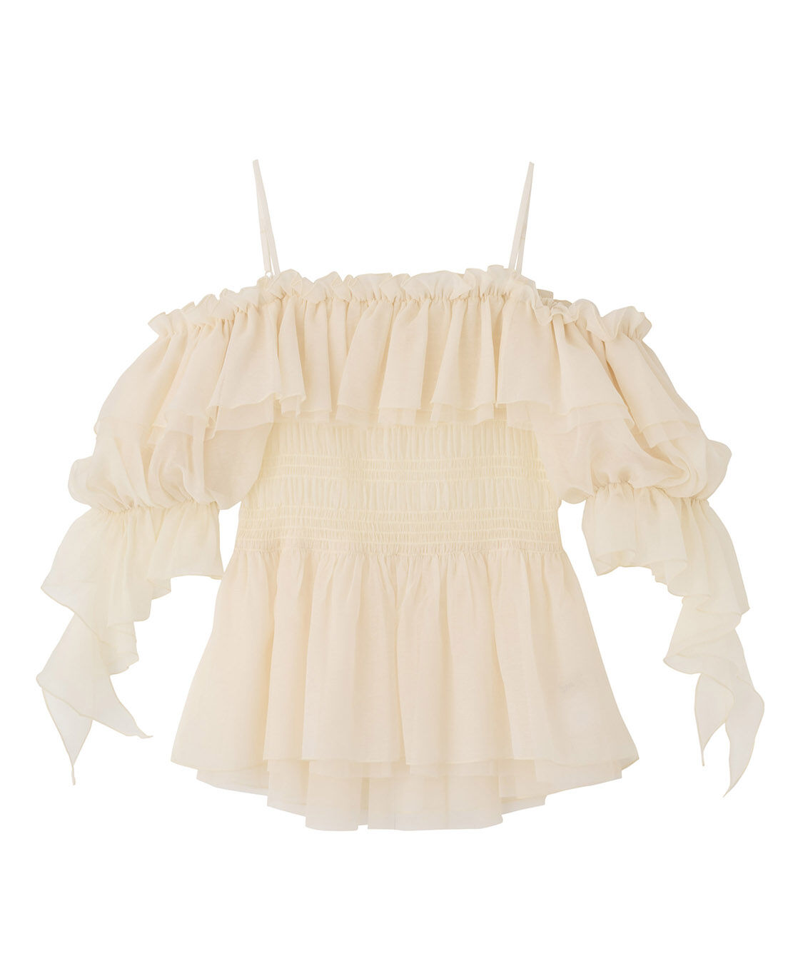 COCO DEAL「フリルギャザーシアーシャーリングブラウス」|シャツ・ブラウス|