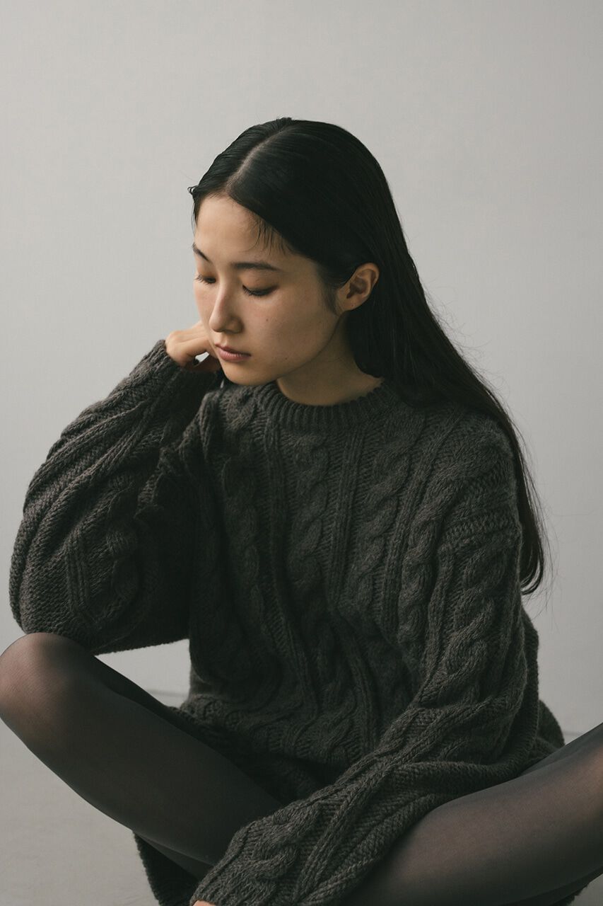 STYLEMIXER「ケーブルニュアンススリーブニット」|ニット・セーター|GRY