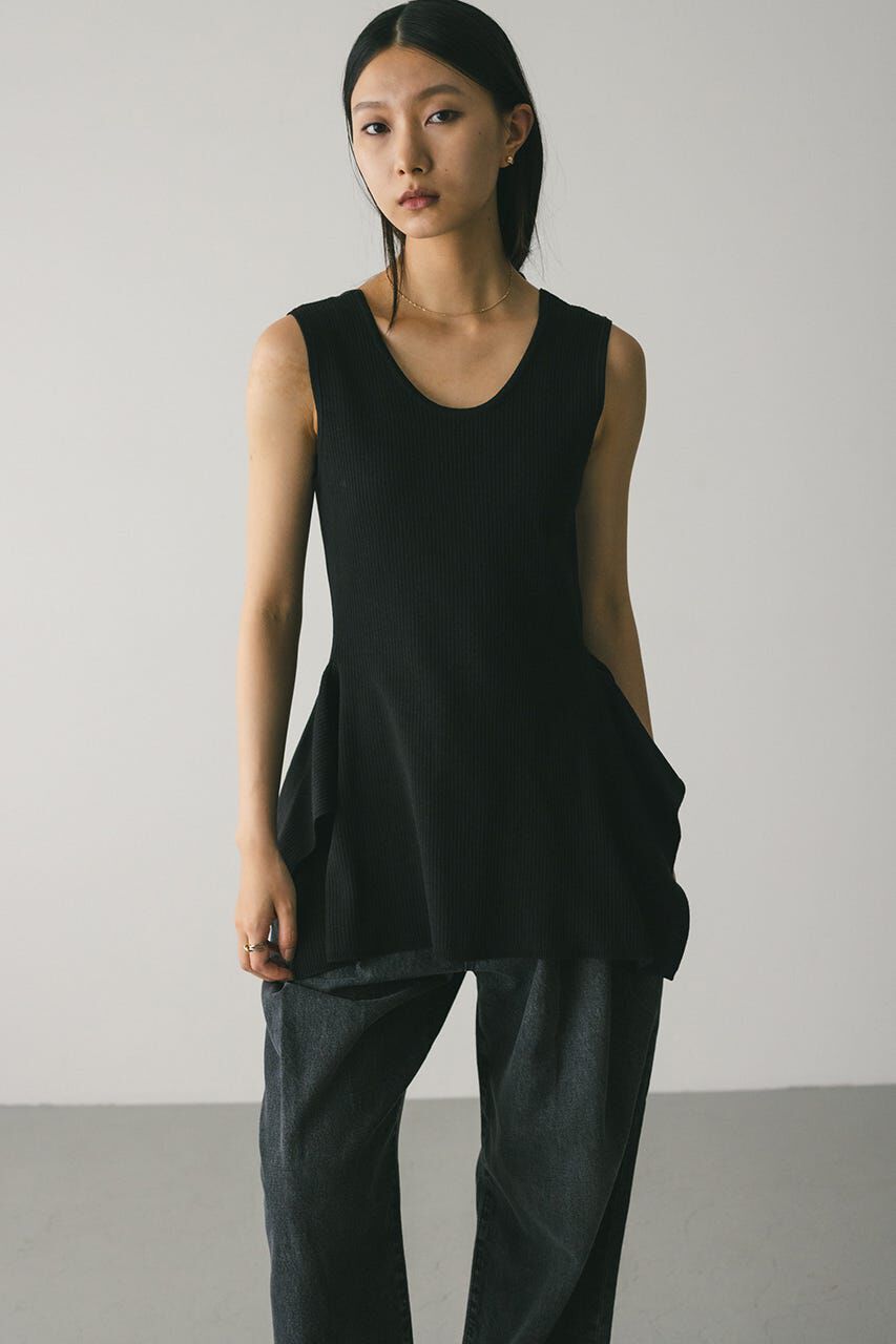 STYLEMIXER「ヘムアシンメトリーニットトップ」|タンクトップ|BLK