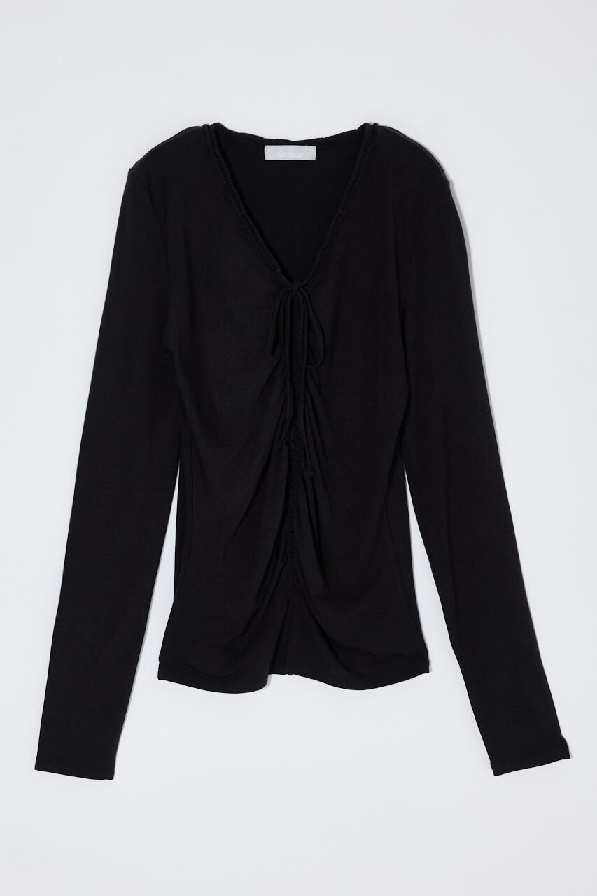 MOUSSY「GATHER V/N  トップス」|Tシャツ・カットソー|BLK