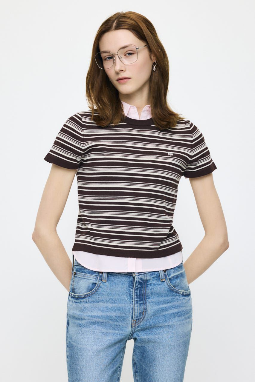 MOUSSY「MULTI BORDER BABY ティ」|ニット・セーター|BRN