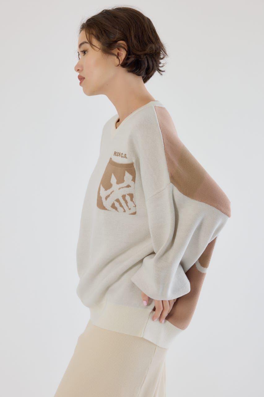 RODEO CROWNS「バックバイカラーロゴニットトップス」|ニット・セーター|