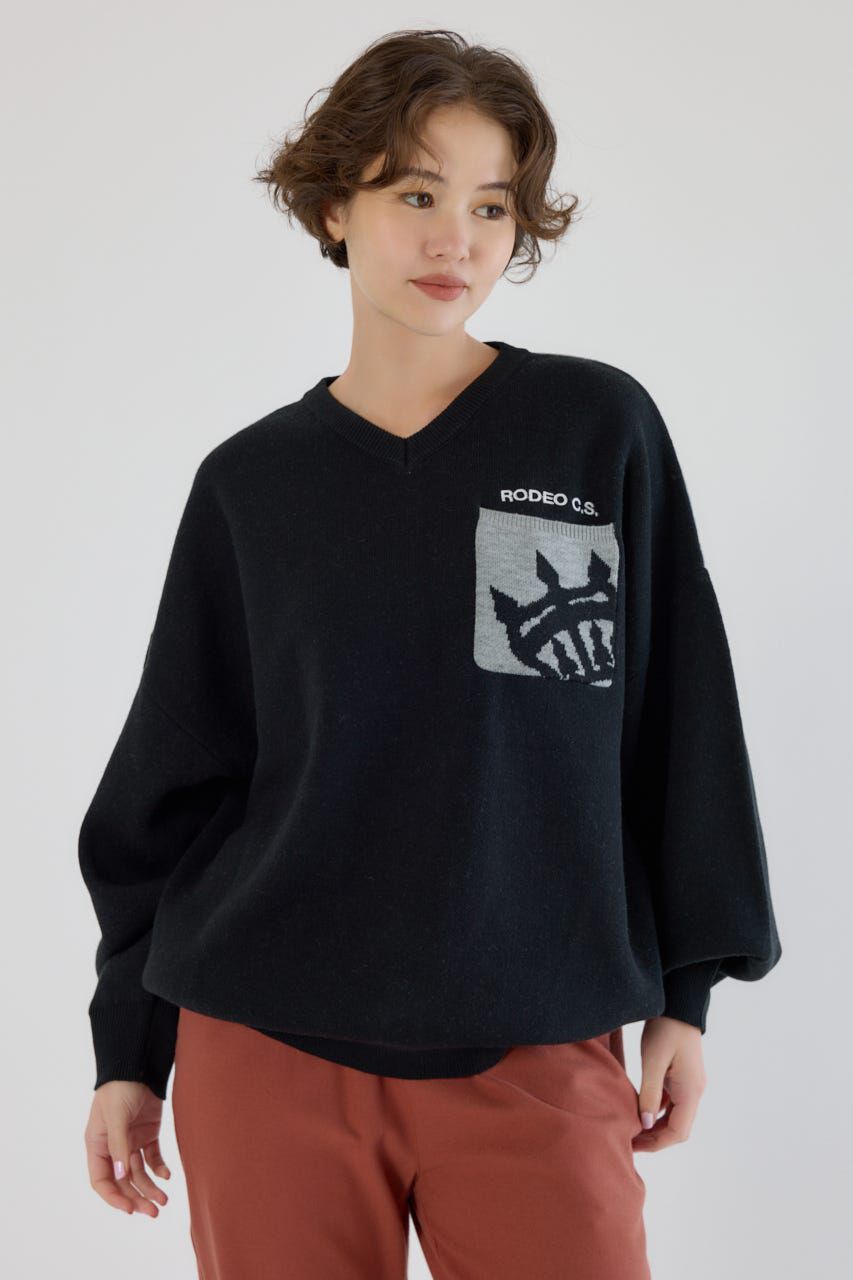 RODEO CROWNS「バックバイカラーロゴニットトップス」|ニット・セーター|