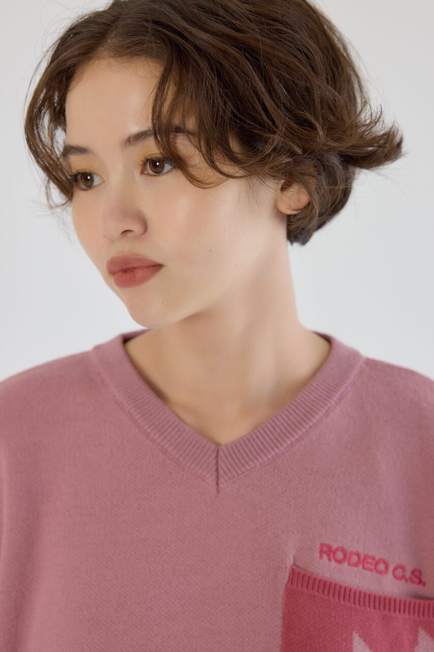 RODEO CROWNS「バックバイカラーロゴニットトップス」|ニット・セーター|