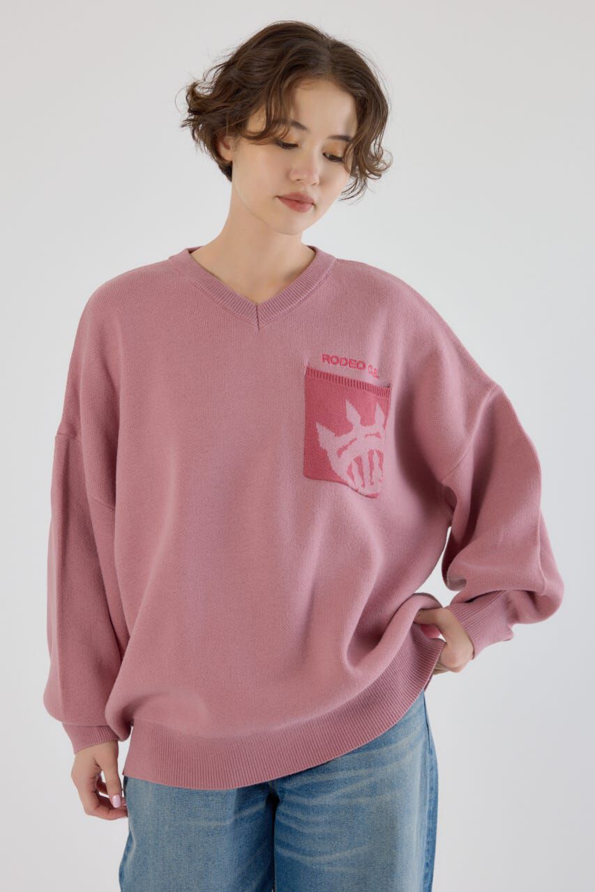 RODEO CROWNS「バックバイカラーロゴニットトップス」|ニット・セーター|