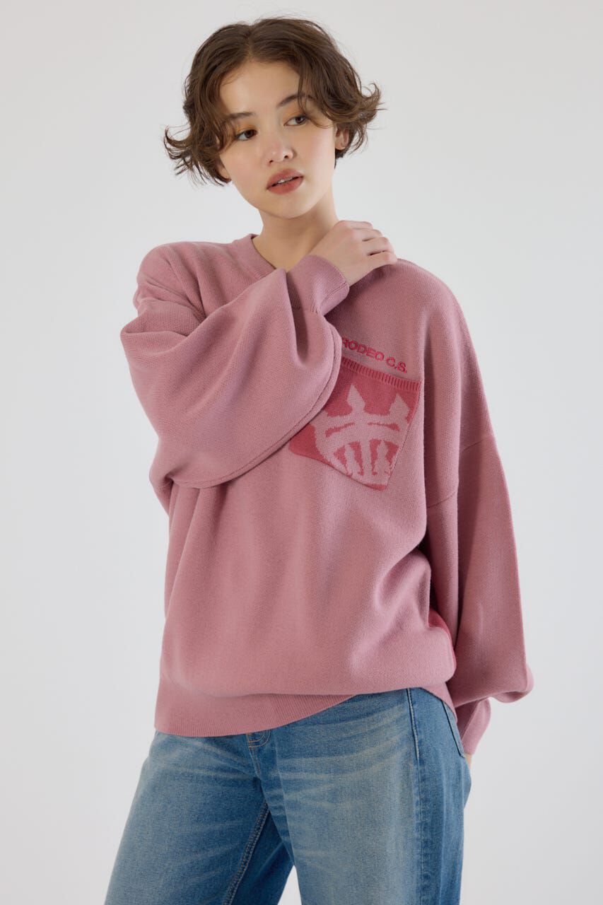 RODEO CROWNS「バックバイカラーロゴニットトップス」|ニット・セーター|