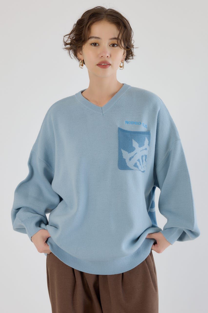 RODEO CROWNS「バックバイカラーロゴニットトップス」|ニット・セーター|