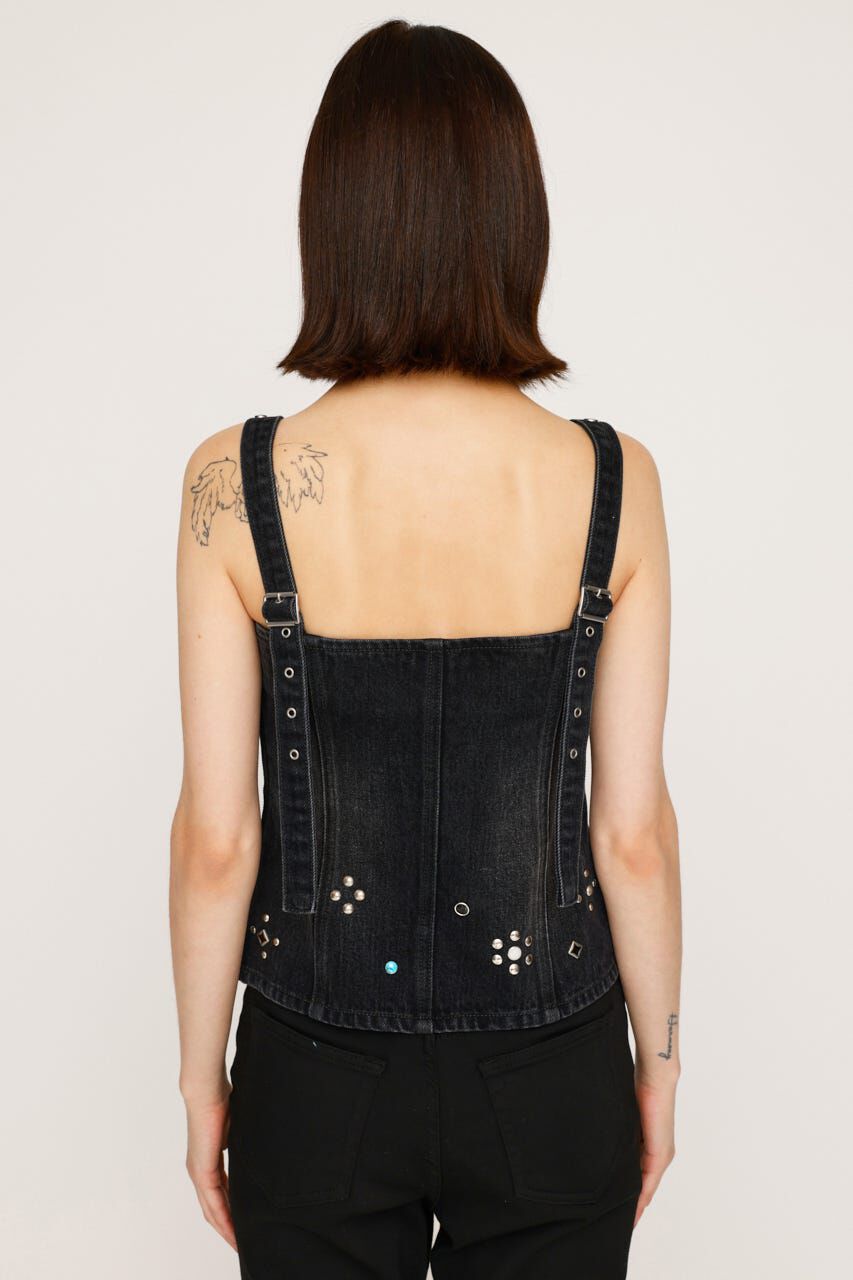 SLY「STUDS DENIM BUSTIER-E」|チューブトップ|