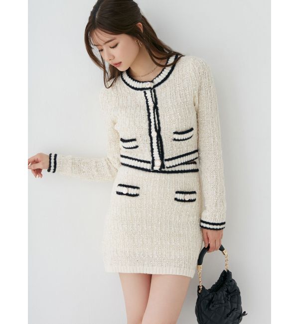 RESEXXY「バイカラーツイードニットミニスカート【セットアップ着用可能】」|スカート|