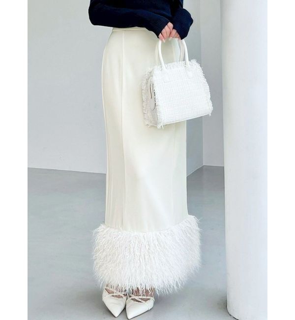 RESEXXY「フェイクファーナロースカート」|スカート|ホワイト