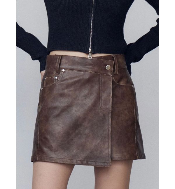 EMODA「アシンメトリーラップスカート」|スカート|ブラウン