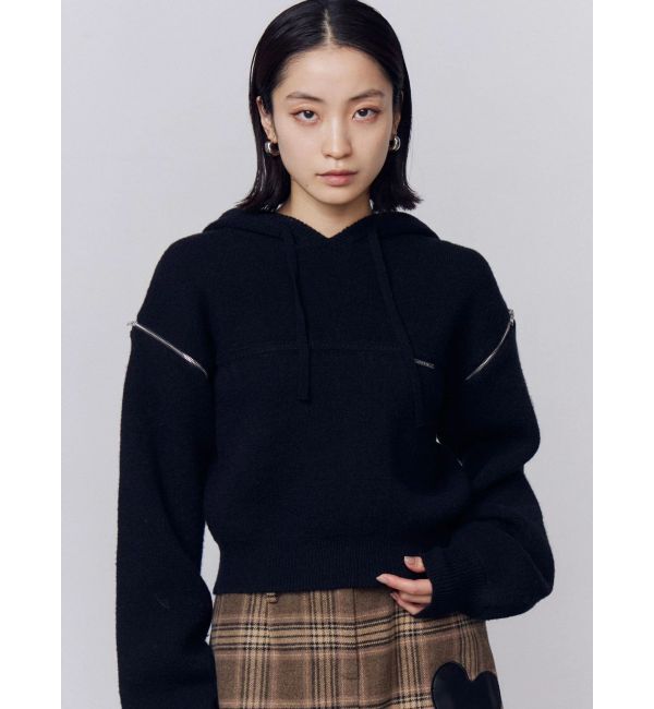 EMODA「マルチオープンニットフーディ」|パーカー|ブラック
