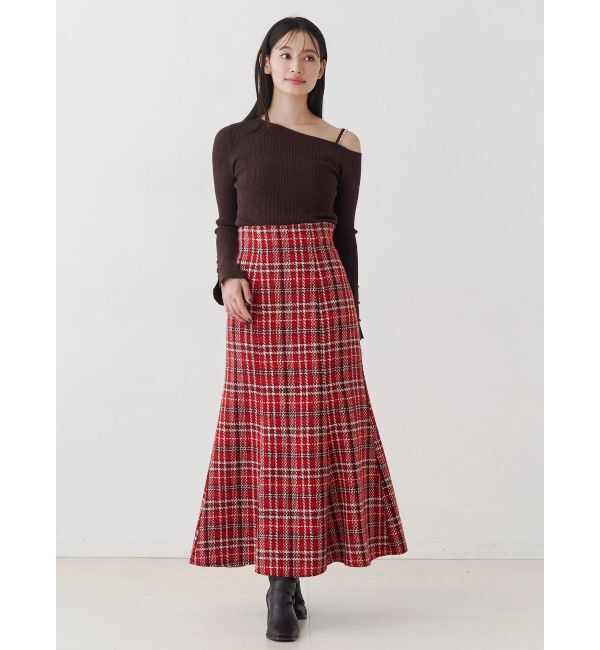 MERCURYDUO「アシメパールチェーンワンショルニット」|ニット・セーター|