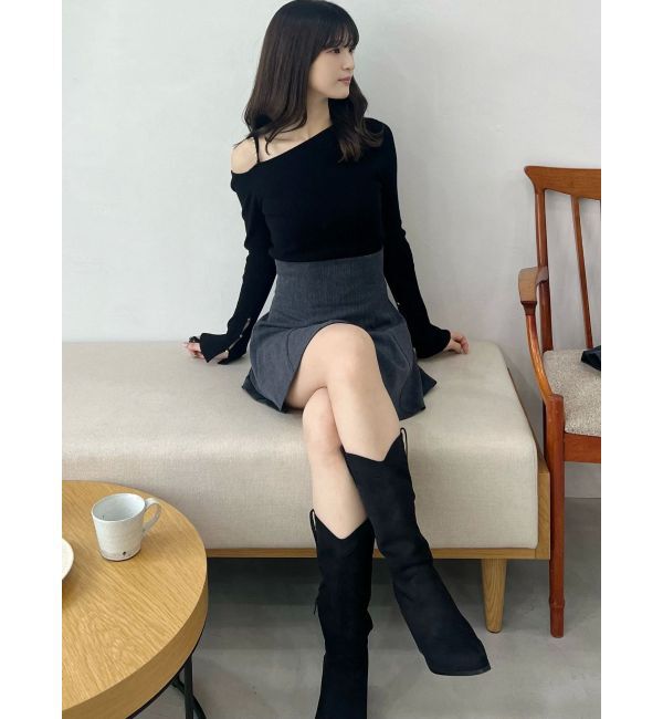 MERCURYDUO「アシメパールチェーンワンショルニット」|ニット・セーター|