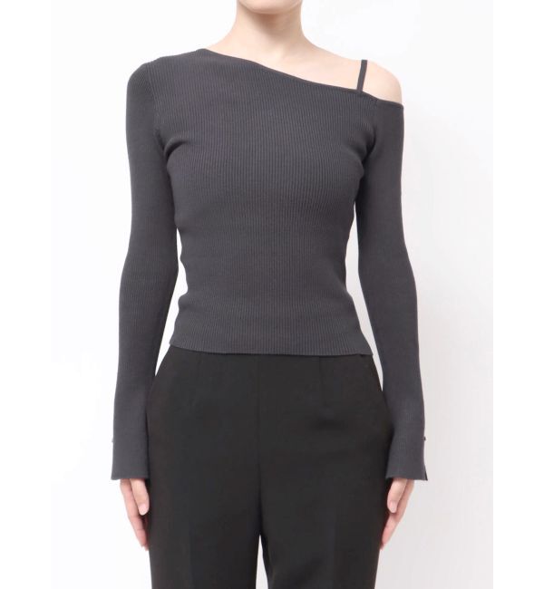 MERCURYDUO「アシメパールチェーンワンショルニット」|ニット・セーター|