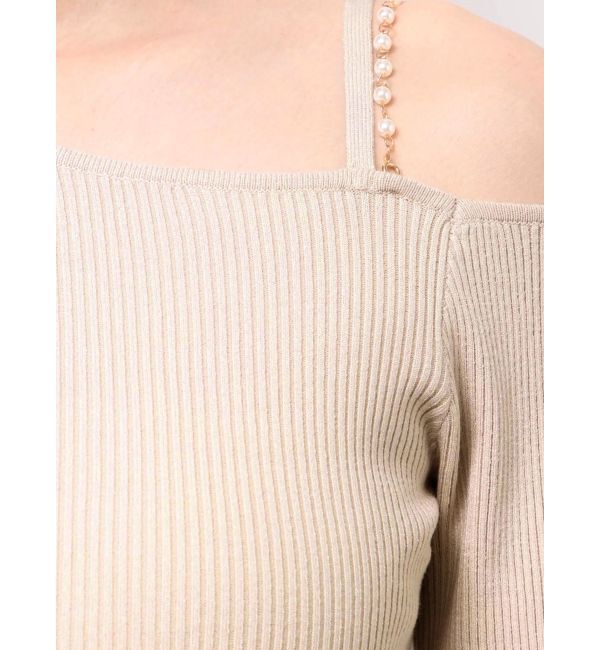 MERCURYDUO「アシメパールチェーンワンショルニット」|ニット・セーター|