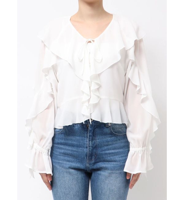 MERCURYDUO「シフォンラッフルブラウス」|シャツ・ブラウス|