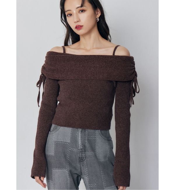 MURUA「モールヤーンオフショルニット」|ニット・セーター|ブラウン