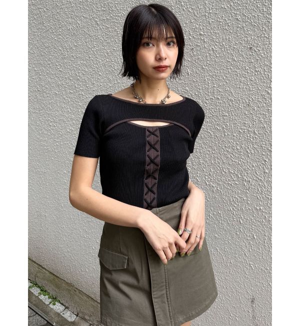 MURUA「レースアップカットアウトニット」|ニット・セーター|