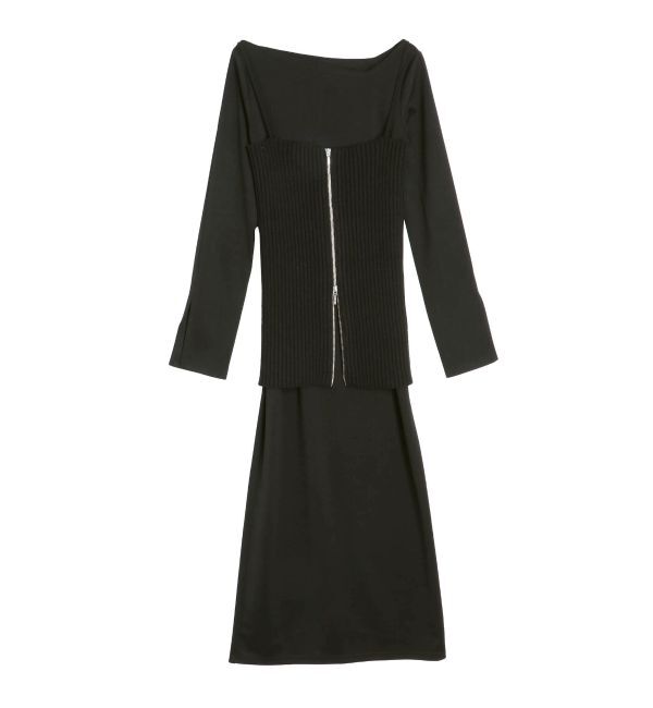 LAGUNAMOON「フロントZIPニットビスチェセットワンピース」|ワンピース|