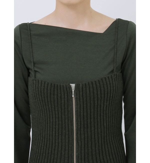 LAGUNAMOON「フロントZIPニットビスチェセットワンピース」|ワンピース|