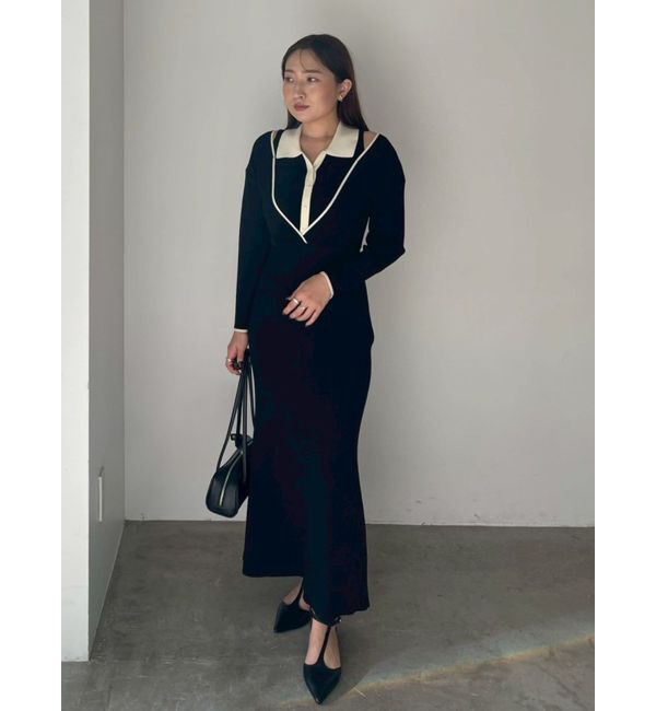 LAGUNAMOON「ラインディティールナローニットワンピース」|ワンピース|