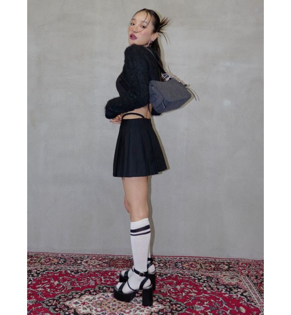 EVRIS「オープンウエストプリーツミニスカート」|スカート|