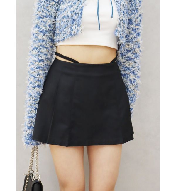 EVRIS「オープンウエストプリーツミニスカート」|スカート|ブラック