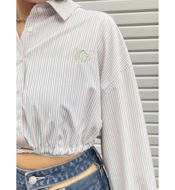 EVRIS「リボンデザインショートストライプシャツ」|シャツ・ブラウス|