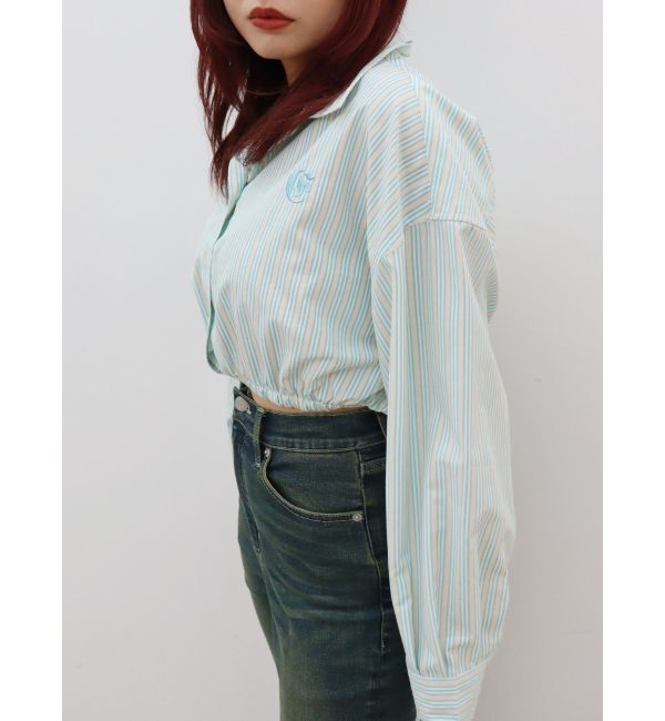 EVRIS「リボンデザインショートストライプシャツ」|シャツ・ブラウス|