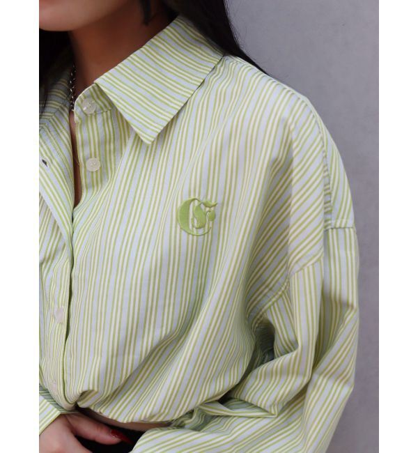 EVRIS「リボンデザインショートストライプシャツ」|シャツ・ブラウス|