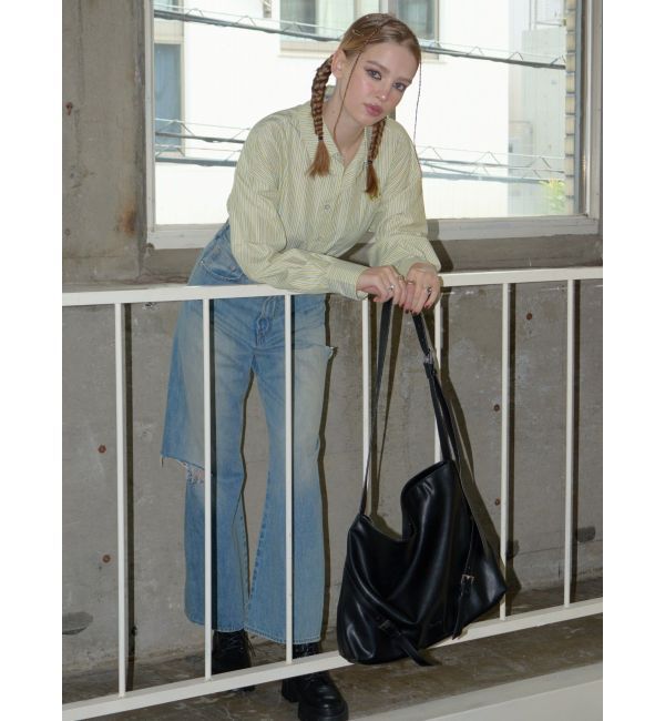 EVRIS「リボンデザインショートストライプシャツ」|シャツ・ブラウス|