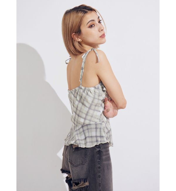 EVRIS「チェックシフォントップス」|キャミソール|