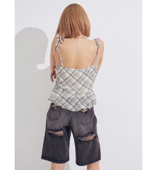 EVRIS「チェックシフォントップス」|キャミソール|