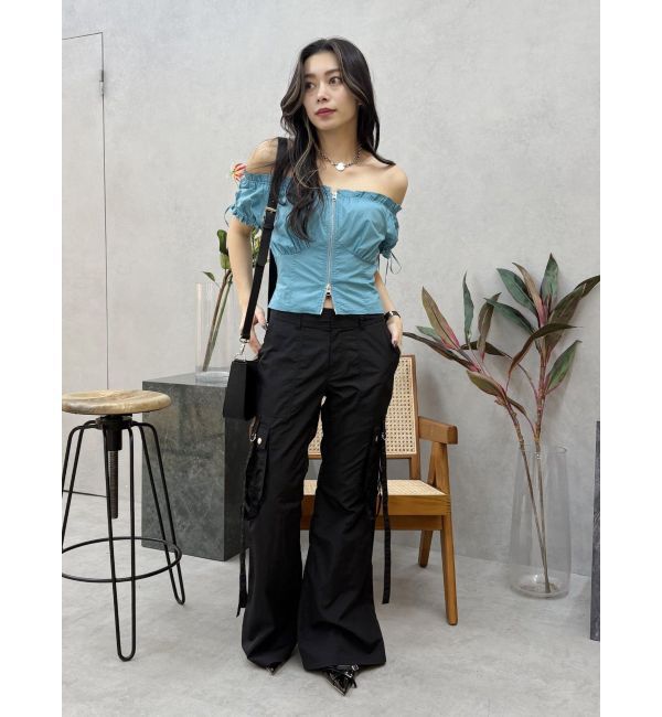 EVRIS「カーゴポケットフレアカラーパンツ」|カーゴ|