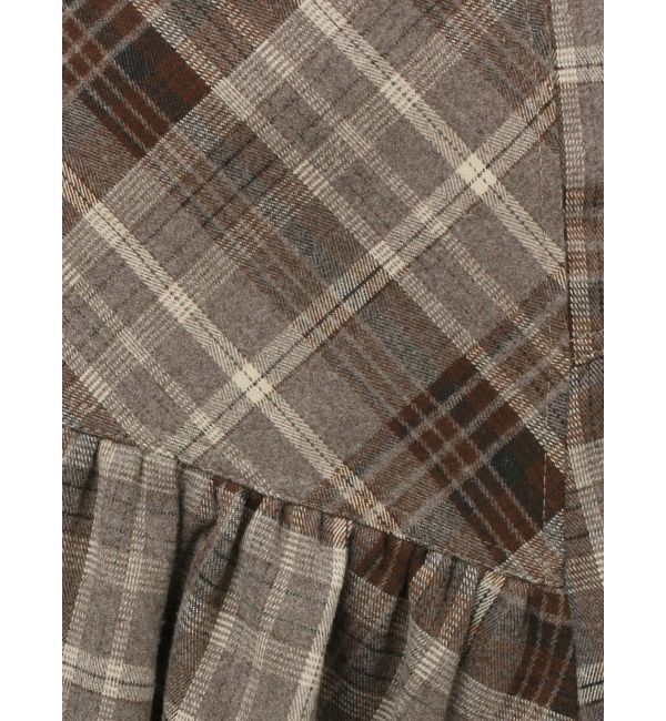 EVRIS「アシンメトリーランダムチェックミニスカート」|スカート|