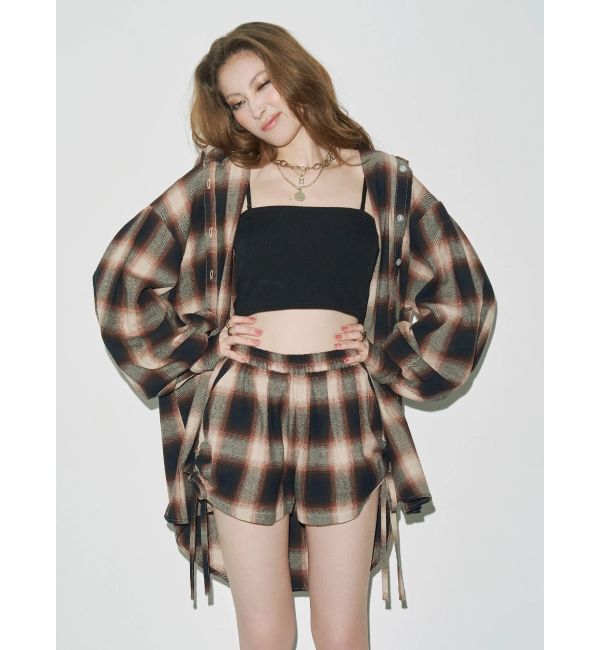 EVRIS「サイドギャザーチェックショートパンツ【セットアップ着用可能】」|その他|