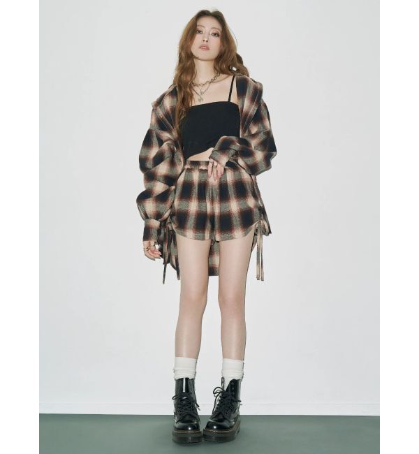 EVRIS「サイドギャザーチェックショートパンツ【セットアップ着用可能】」|その他|
