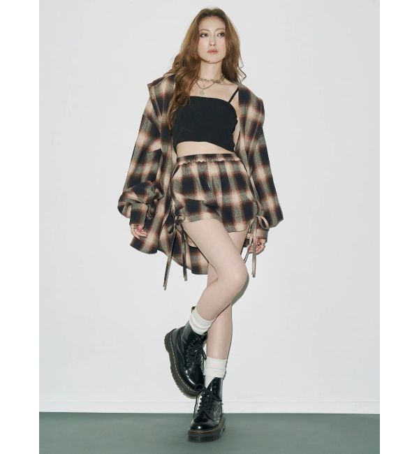 EVRIS「サイドギャザーチェックショートパンツ【セットアップ着用可能】」|その他|