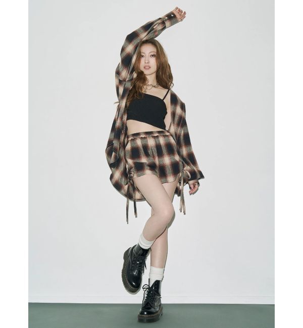 EVRIS「サイドギャザーチェックショートパンツ【セットアップ着用可能】」|その他|